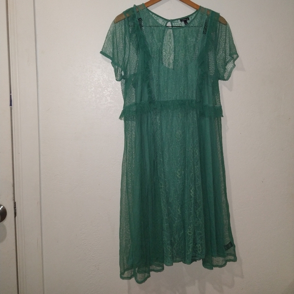 TORRID Lace & Mesh Teal Skater Dress - Picture 5 of 10